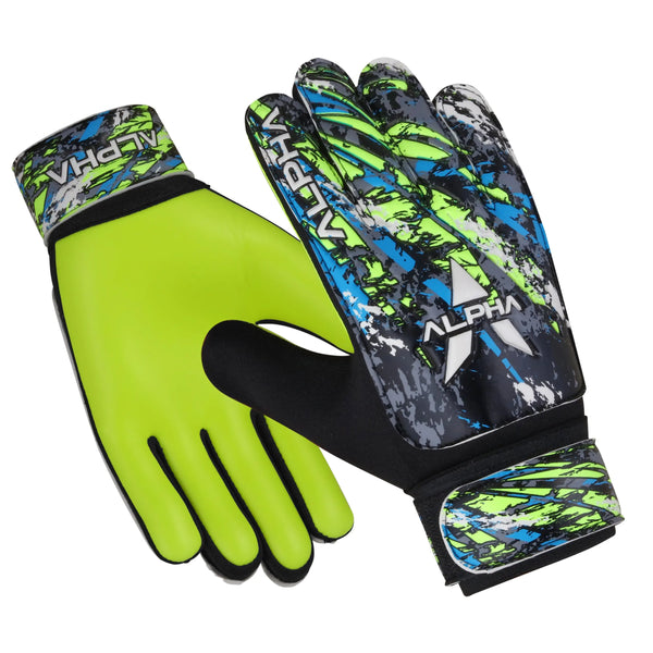 AlphaSports Soccer Goalie Gloves for Kids Boys Youth and Adult Football Goalkeeper Gloves with 4mm Latex Palm and Double Wrist Protection (Yellow-Fluorescent Size 3 Suitable for 5 to 6 Year Old)