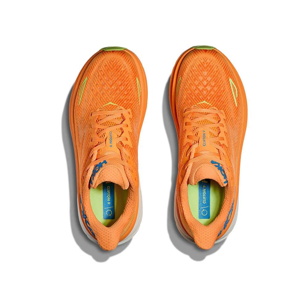Hoka Men's Clifton 9 Sneaker, Solar Flare/Lettuce, 10