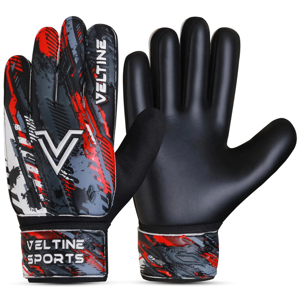 Veltine Sports Soccer Goalie Gloves Football Goalkeeper Gloves for Kids Boys Children Youth with 4mm Latex Super Grip Palm (Black Size 5 Suitable for 9-12 Years)