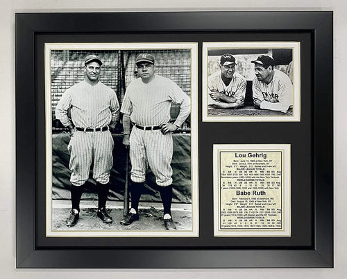 Legends Never Die New York Yankees Lou Gehrig and Babe Ruth Framed Photo Collage Bats 11x14-Inch (11097U)