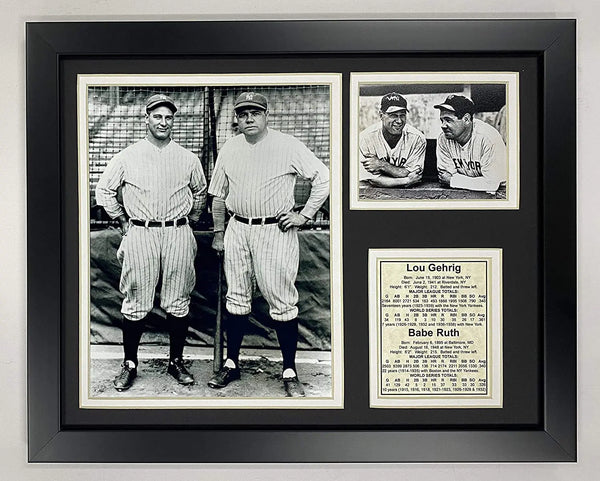 Legends Never Die New York Yankees Lou Gehrig and Babe Ruth Framed Photo Collage Bats 11x14-Inch (11097U)
