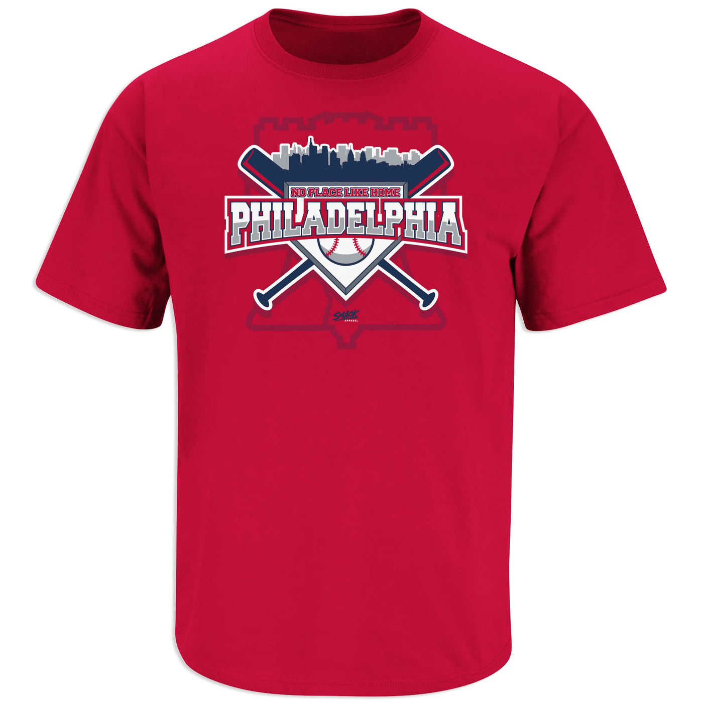 No Place Like Home T-Shirt for Philadelphia Baseball Fans (SM-5XL) (Red Short Sleeve Small)