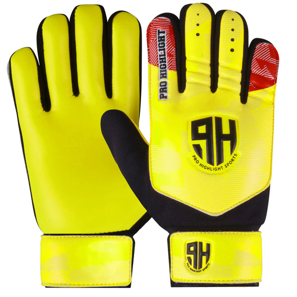PRO HIGHLIGHT SPORTS Goalkeeper Goalie Gloves Soccer Gloves with Wrist Support Soccer Goalkeeper Gloves for Kids Youth and Junior Football Training (Yellow Size 4 Suitable for 6 to 9 Years Old)