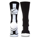 ChalkTalkSPORTS Basketball Performance Crew Socks - Basketball Superelite - Black & White - Basketball Mid-Calf Socks - Adult