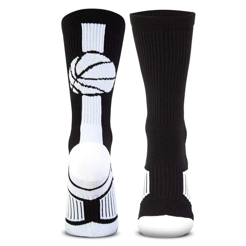 ChalkTalkSPORTS Basketball Performance Crew Socks - Basketball Superelite - Black & White - Basketball Mid-Calf Socks - Adult