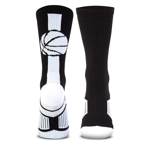 ChalkTalkSPORTS Basketball Performance Crew Socks - Basketball Superelite - Black & White - Basketball Mid-Calf Socks - Adult