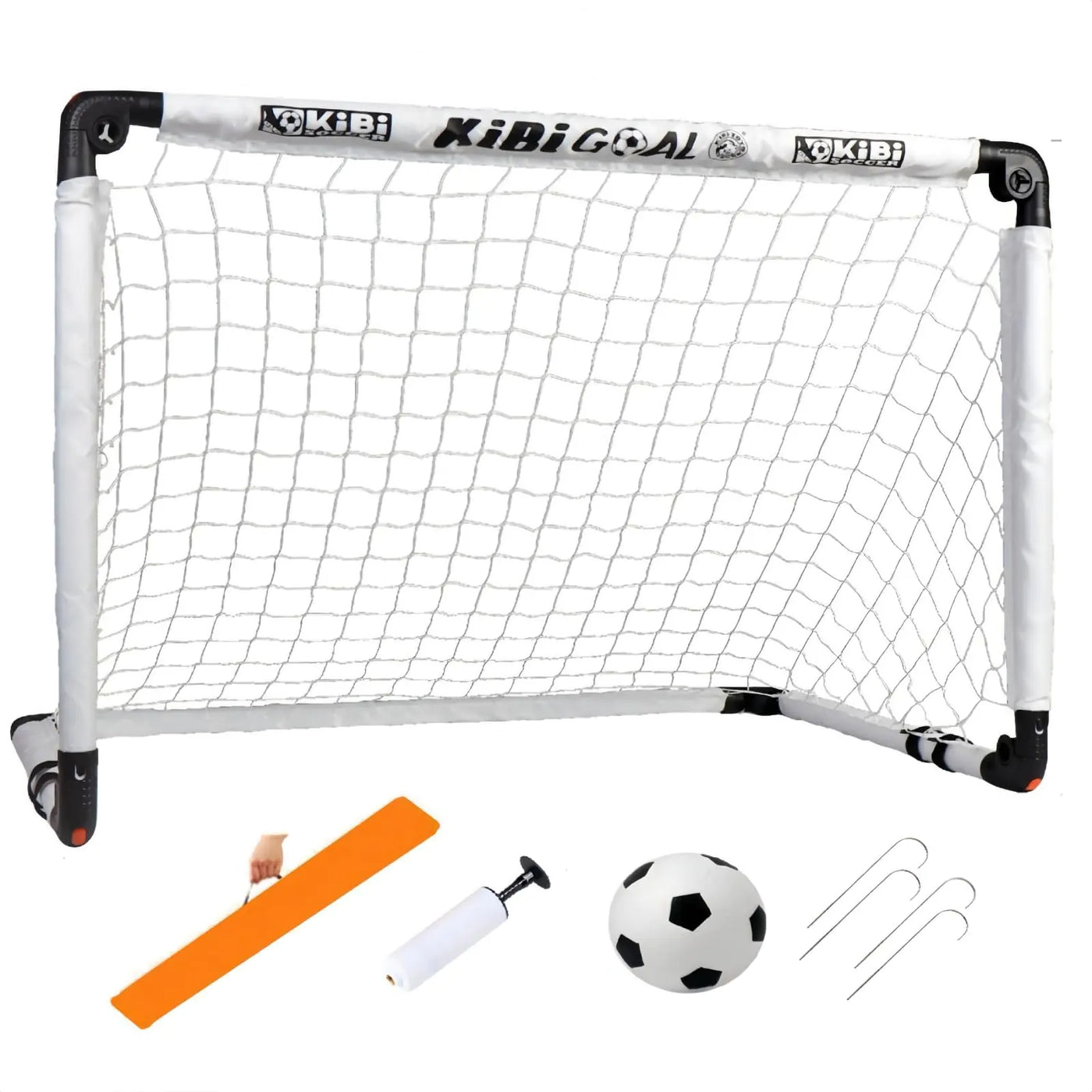 KiBiGOAL Soccer Goal Kids Soccer Goal Backyard Soccer Coals Foldable Soccer Goals for The Backyard/Indoor/Outdoors Soccer Toy Set (115x80cm Goal + 18cm Soccer)