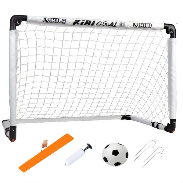 KiBiGOAL Soccer Goal Kids Soccer Goal Backyard Soccer Coals Foldable Soccer Goals for The Backyard/Indoor/Outdoors Soccer Toy Set (115x80cm Goal + 18cm Soccer)