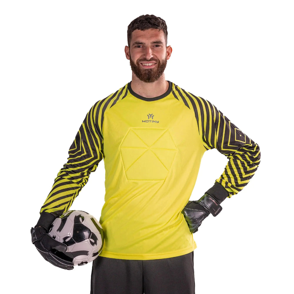 MOTINY Goalkeeper Jersey Chest Padded Goalie Shirt for Adult/Kids Soccer Elbow Padded Youth/Adult Sizes Long Sleeve (Yellow - M)