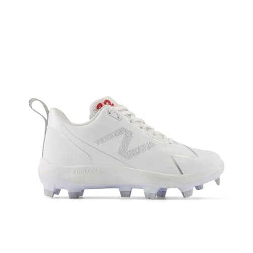 New Balance FuelCell Romero Duo V2 TPU Molded Baseball Shoe, White/Silver Metallic, 6.5 US Unisex Big Kid