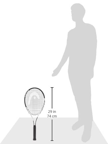 HEAD Geo Speed Adult Tennis Racket - Pre-Strung Head Light Balance 27.5 Inch Racquet - 4 3/8 In Grip, Black/White