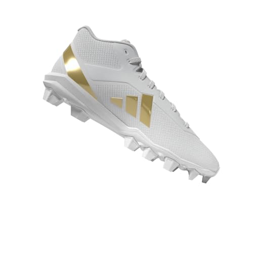 adidas Men's Adizero Impact.2 Molded American Football Sneaker, White/Gold Metallic/White, 10