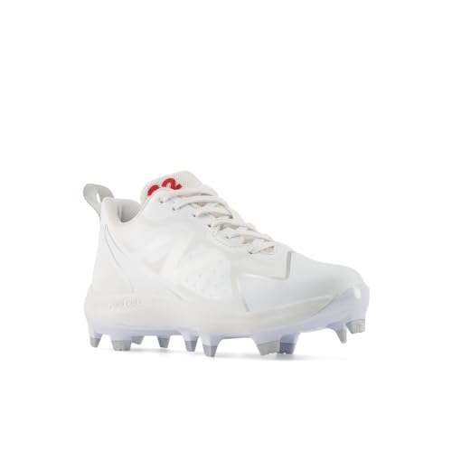 New Balance FuelCell Romero Duo V2 TPU Molded Baseball Shoe, White/Silver Metallic, 6.5 US Unisex Big Kid