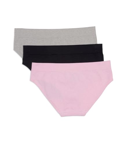 adidas Women's Seamless Hipster Underwear 3 Pack, Pink Heather/Black/Heather Grey, Small