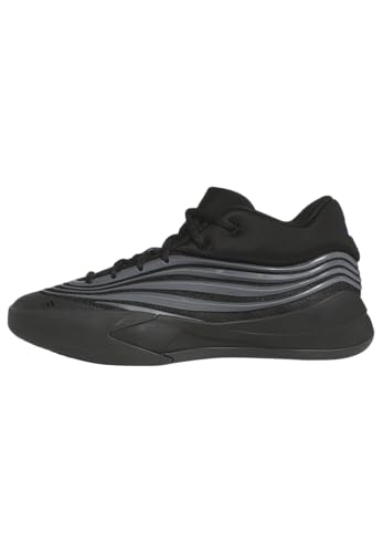 adidas Unisex Dame X Basketball Sneaker, Black/Iron Metallic/Lucid Blue, 12 US Men