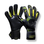 Storelli Silencer Menace Goalkeeper Gloves Soccer Goalie Gloves for Youths & Adults Roll-Negative Hybrid Gloves with Removable Finger Spines Black & Yellow Size 8