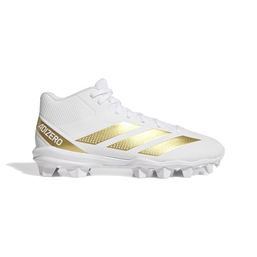 adidas Men's Adizero Impact.2 Molded American Football Sneaker, White/Gold Metallic/White, 10