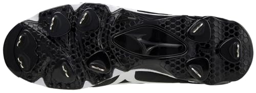 Mizuno unisex adult 9-spike Ambition Mid 9 Spike Men's Metal Baseball Cleat 12, Black-white (9000), 12 US