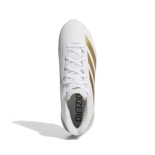 adidas Men's Adizero Impact.2 Molded American Football Sneaker, White/Gold Metallic/White, 10
