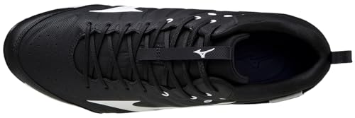 Mizuno unisex adult 9-spike Ambition Mid 9 Spike Men's Metal Baseball Cleat 12, Black-white (9000), 12 US