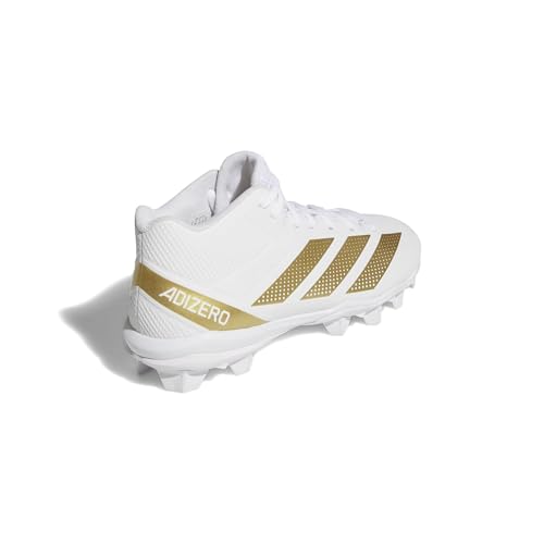 adidas Men's Adizero Impact.2 Molded American Football Sneaker, White/Gold Metallic/White, 10