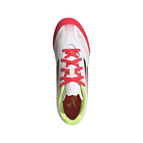 adidas F50 Club Turf Sneaker, White/Black/Solar Yellow, 6 US Unisex Big Kid
