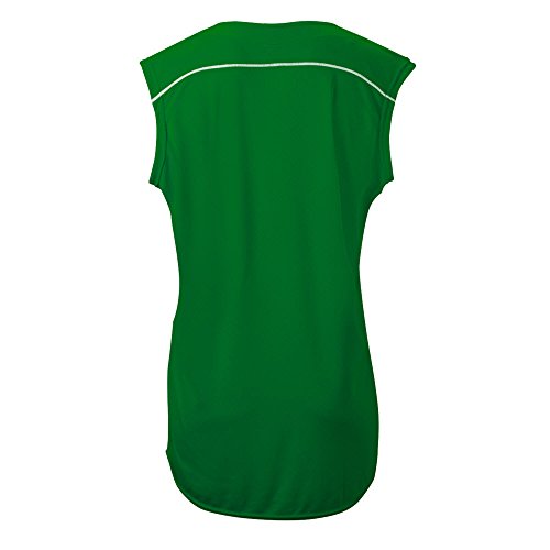 Mizuno Women's Elite 2-Button Game jersey - Sleeveless, Forest-White, LARGE (L)