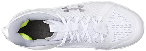 Under Armour Men's Yard Low MT TPU Baseball Cleat, (100) White/White/Metallic Silver, 12