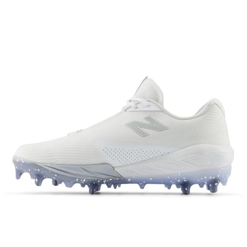 New Balance Men's FuelCell Comp V4 Baseball Shoe, White/Silver, 8