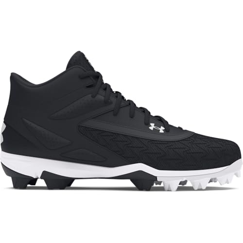 Under Armour Men's Leadoff Mid 3.0 Baseball Cleat, (001) Black/Black/White, 9.5, US