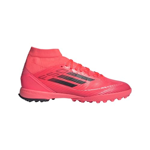 adidas Women's F50 League Mid Top Turf Sneaker, Turbo/Aurora Black/Platin Metallic, 7