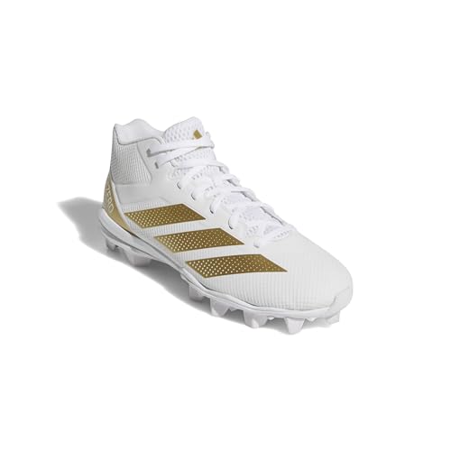 adidas Men's Adizero Impact.2 Molded American Football Sneaker, White/Gold Metallic/White, 10