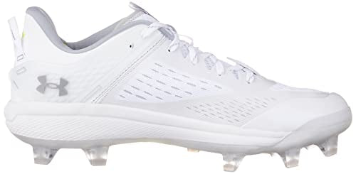 Under Armour Men's Yard Low MT TPU Baseball Cleat, (100) White/White/Metallic Silver, 12