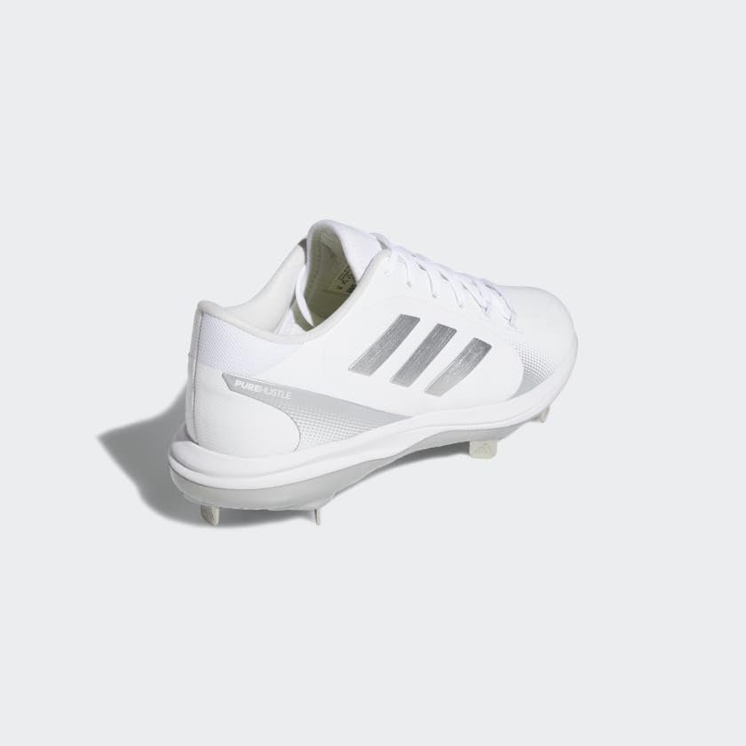 adidas Women's Purehustle 2 Baseball Shoe, White/Silver Metallic/Silver Metallic, 7