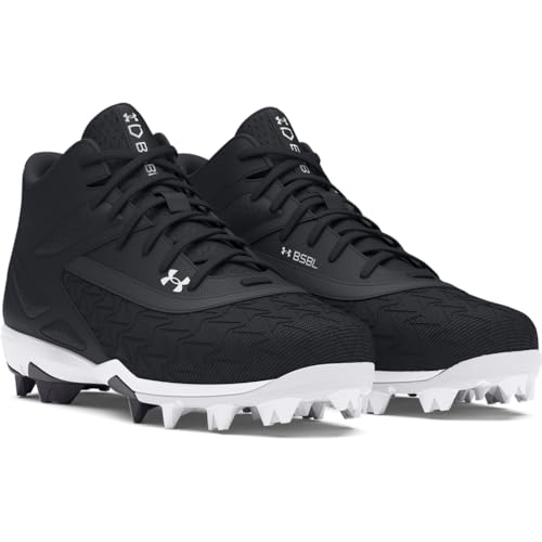 Under Armour Men's Leadoff Mid 3.0 Baseball Cleat, (001) Black/Black/White, 9.5, US