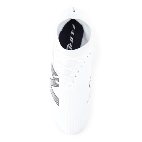 New Balance Unisex Furon Team FG V8 Soccer Shoe, White/Metallic Silver/Black, 10.5 US Men