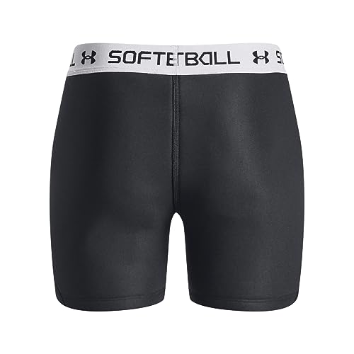 Under Armour Girls Softball Slider Shorts, (001) Black / / White, Large