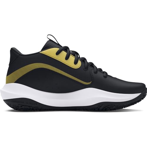 Under Armour Unisex Grade School Lockdown 7, (001) Black/Black/Metallic Gold, 3.5, US