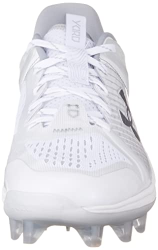 Under Armour Men's Yard Low MT TPU Baseball Cleat, (100) White/White/Metallic Silver, 12