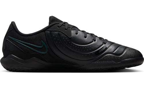 Nike Tiempo Legend 10 Academy Indoor/Court Low-Top Soccer Shoes (DV4341-002, Black/Deep Jungle/Black) Size 10.5