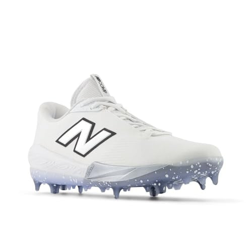New Balance Men's FuelCell Comp V4 Baseball Shoe, White/Silver, 8