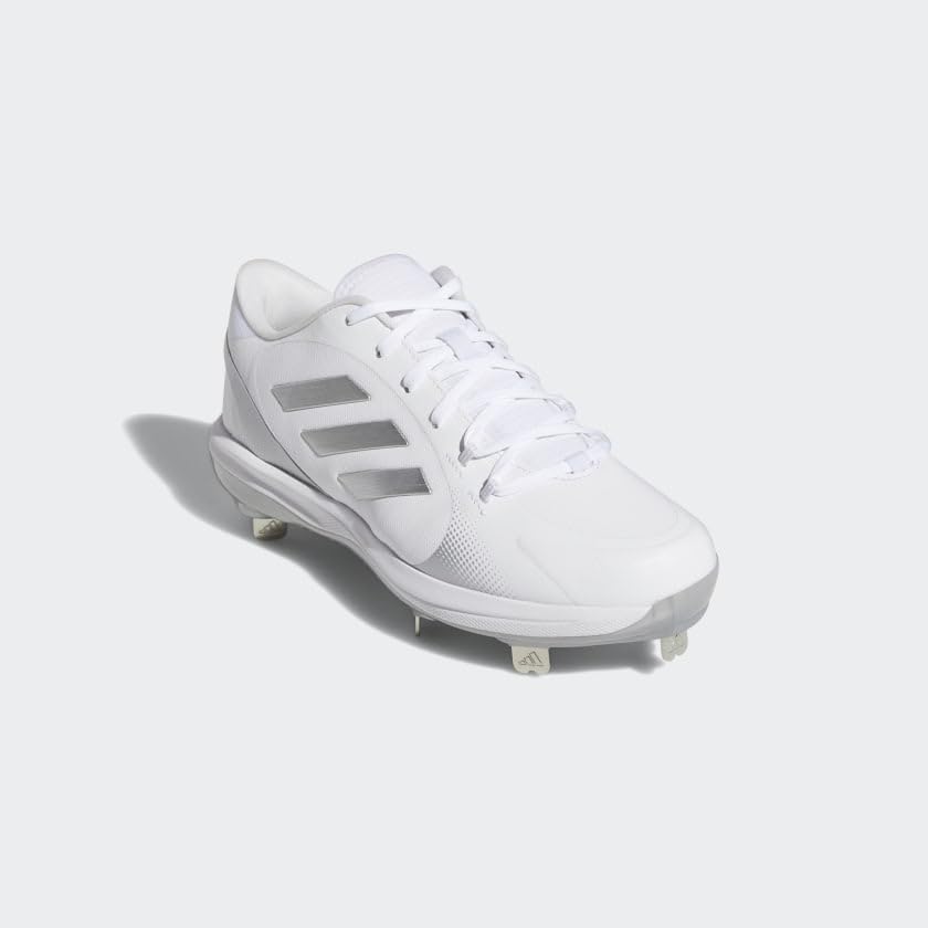 adidas Women's Purehustle 2 Baseball Shoe, White/Silver Metallic/Silver Metallic, 7