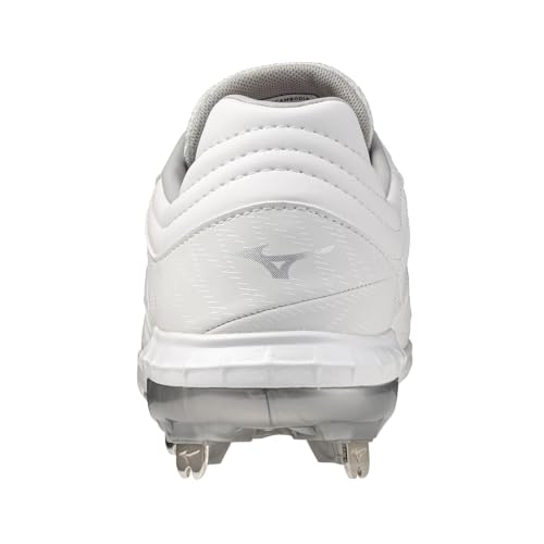 Mizuno Pro FP Low Women's Metal Fastpitch Cleat, White/Silver, 6.5