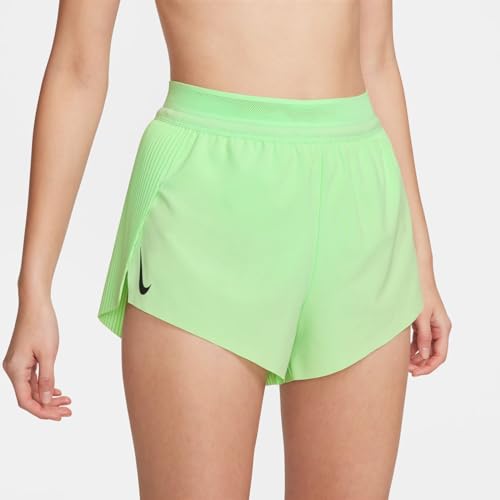 Nike AeroSwift Women's Dri-FIT ADV Mid-Rise Brief-Lined 3" Running Shorts (Vapor Green/Black, FN2328-376) Size X-Large