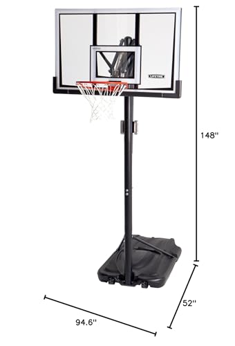 Portable Basketball System, 52 Inch Shatterproof Backboard