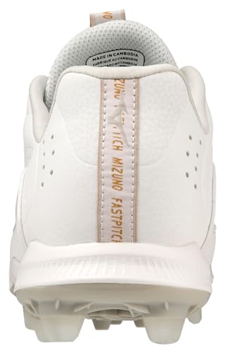 Mizuno Women's Finch Elite 6 Low TPU Softball Cleat, White, 9