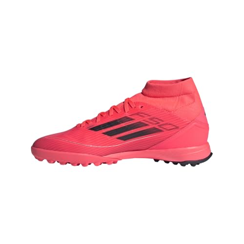 adidas Women's F50 League Mid Top Turf Sneaker, Turbo/Aurora Black/Platin Metallic, 7
