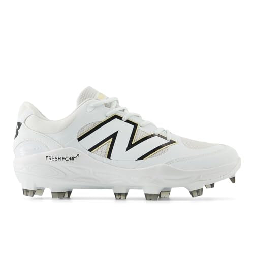 New Balance Men's Fresh Foam 3000 V7 Molded Baseball Shoe, White/Black, 10