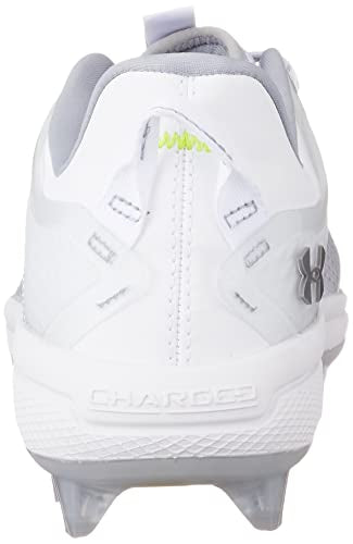 Under Armour Men's Yard Low MT TPU Baseball Cleat, (100) White/White/Metallic Silver, 12
