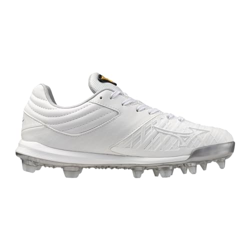 Mizuno Pro FP Low Women's TPU Fastpitch Cleat, White/Silver, 7.5